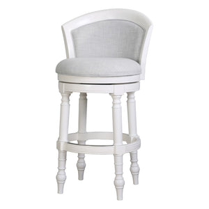 HomeRoots Gray Swivel Bar Chair with Solid Wood Base - Modern Comfort & Style for Kitchen or Dining Nook 633106