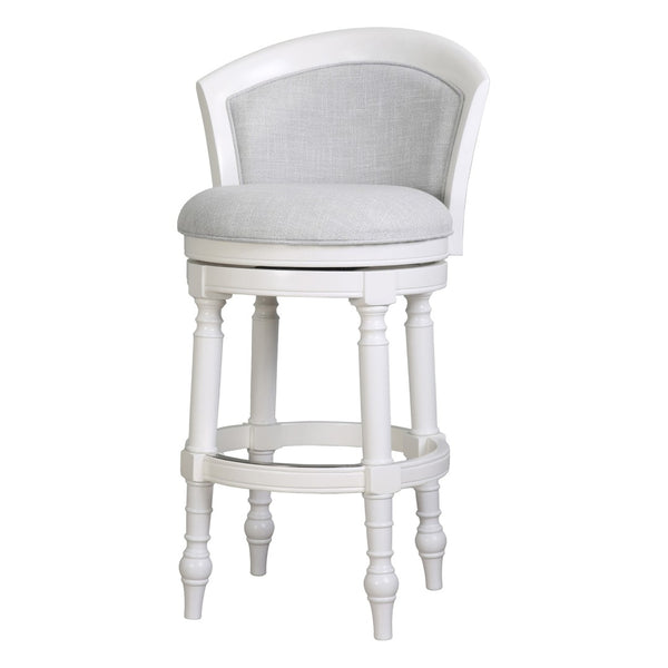 HomeRoots Gray Swivel Bar Chair with Solid Wood Base - Modern Comfort & Style for Kitchen or Dining Nook 633106
