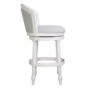 HomeRoots Gray Swivel Bar Chair with Solid Wood Base - Modern Comfort & Style for Kitchen or Dining Nook 633106