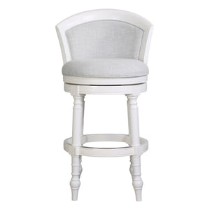 HomeRoots Gray Swivel Bar Chair with Solid Wood Base - Modern Comfort & Style for Kitchen or Dining Nook 633106