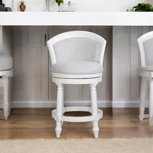 HomeRoots Gray Counter Height Swivel Bar Chair - Modern Fabric & Solid Wood Design with Footrest & 360° Rotate 633107