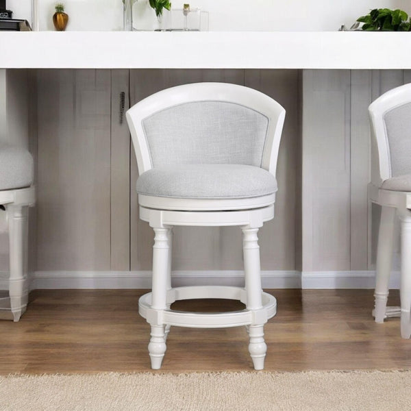HomeRoots Gray Counter Height Swivel Bar Chair - Modern Fabric & Solid Wood Design with Footrest & 360° Rotate 633107