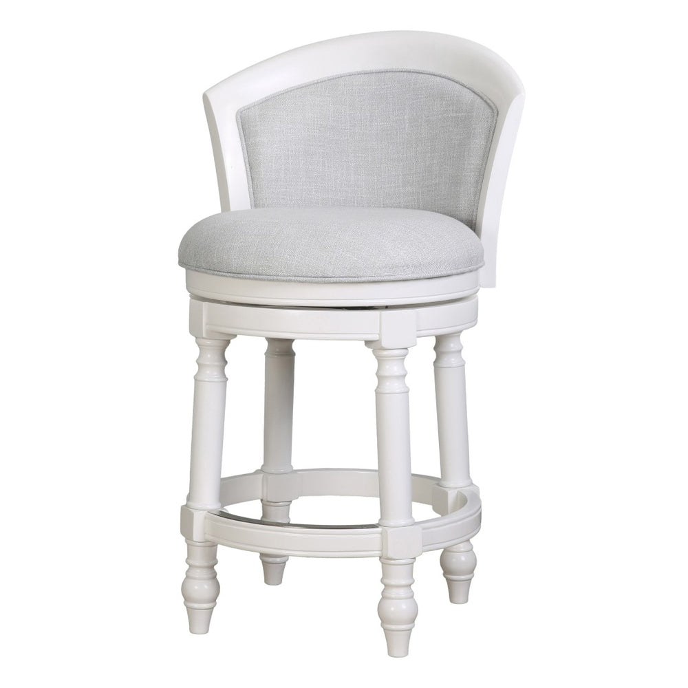 HomeRoots Gray Counter Height Swivel Bar Chair - Modern Fabric & Solid Wood Design with Footrest & 360° Rotate 633107