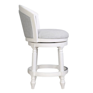 HomeRoots Gray Counter Height Swivel Bar Chair - Modern Fabric & Solid Wood Design with Footrest & 360° Rotate 633107