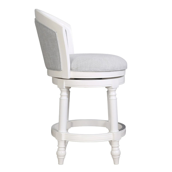 HomeRoots Gray Counter Height Swivel Bar Chair - Modern Fabric & Solid Wood Design with Footrest & 360° Rotate 633107