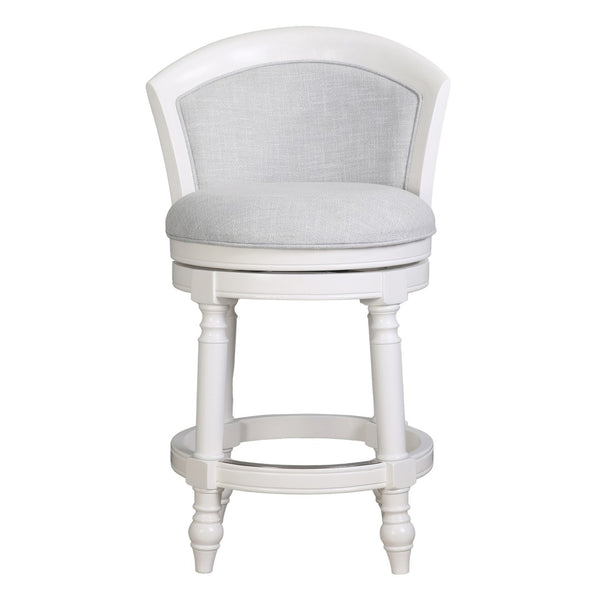 HomeRoots Gray Counter Height Swivel Bar Chair - Modern Fabric & Solid Wood Design with Footrest & 360° Rotate 633107