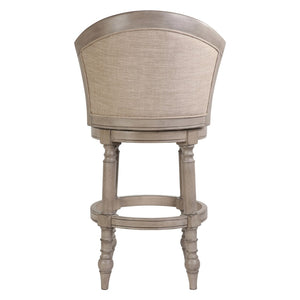 HomeRoots Beige Low Back Swivel Bar Chair with Gray Solid Wood Frame, Fabric & Faux Leather for Modern Style 633108