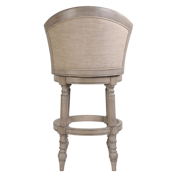 HomeRoots Beige Low Back Swivel Bar Chair with Gray Solid Wood Frame, Fabric & Faux Leather for Modern Style 633108