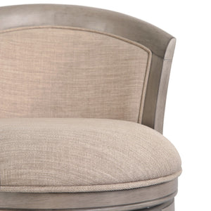 HomeRoots Beige Low Back Swivel Bar Chair with Gray Solid Wood Frame, Fabric & Faux Leather for Modern Style 633108