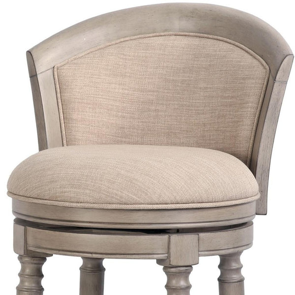 HomeRoots Beige Swivel Bar Chair - Modern Low Back Design with Gray Wood Frame & Comfortable Upholstery 633109