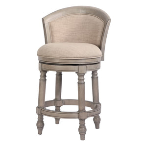 HomeRoots Beige Swivel Bar Chair - Modern Low Back Design with Gray Wood Frame & Comfortable Upholstery 633109