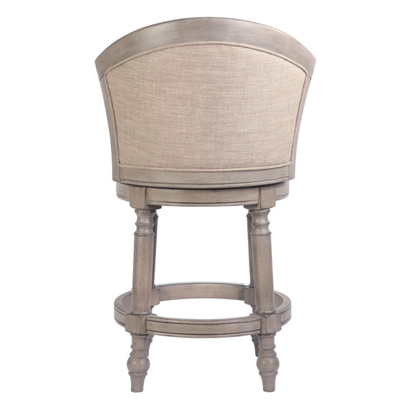 HomeRoots Beige Swivel Bar Chair - Modern Low Back Design with Gray Wood Frame & Comfortable Upholstery 633109