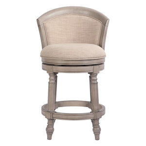 HomeRoots Beige Swivel Bar Chair - Modern Low Back Design with Gray Wood Frame & Comfortable Upholstery 633109
