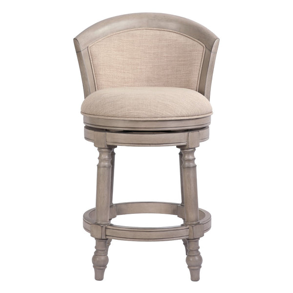 HomeRoots Beige Swivel Bar Chair - Modern Low Back Design with Gray Wood Frame & Comfortable Upholstery 633109
