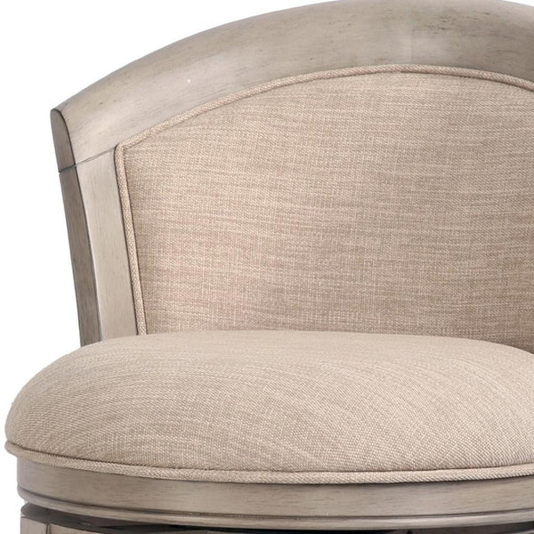 HomeRoots Beige Swivel Bar Chair - Modern Low Back Design with Gray Wood Frame & Comfortable Upholstery 633109