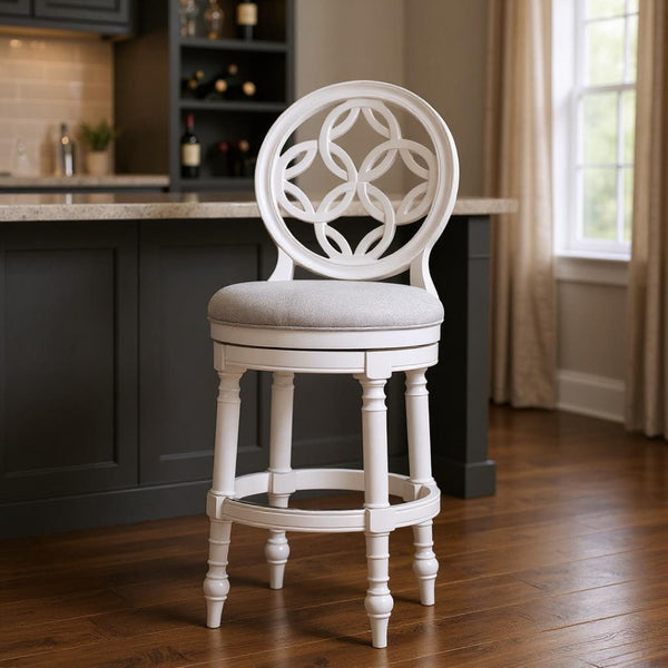 HomeRoots Gray Swivel Bar Chair - Modern Armless Design with Gray Fabric and Solid Wood Frame for Comfort 633110