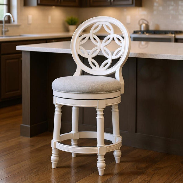 HomeRoots Gray Swivel Bar Chair - Stylish Counter Height Fabric Seat on Solid Wood Base for Modern Spaces 633111