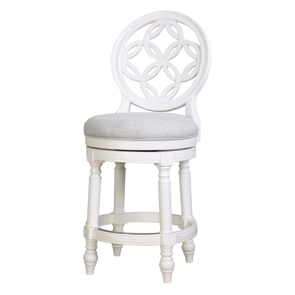 HomeRoots Gray Swivel Bar Chair - Stylish Counter Height Fabric Seat on Solid Wood Base for Modern Spaces 633111