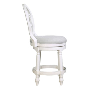 HomeRoots Gray Swivel Bar Chair - Stylish Counter Height Fabric Seat on Solid Wood Base for Modern Spaces 633111