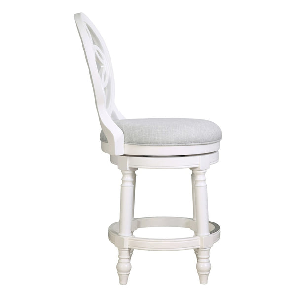 HomeRoots Gray Swivel Bar Chair - Stylish Counter Height Fabric Seat on Solid Wood Base for Modern Spaces 633111
