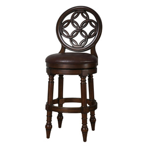 HomeRoots Dark Brown Faux Leather Swivel Bar Chair with Solid Walnut Frame for Modern Kitchen or Home Bar 633112