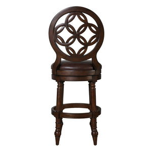 HomeRoots Dark Brown Faux Leather Swivel Bar Chair with Solid Walnut Frame for Modern Kitchen or Home Bar 633112
