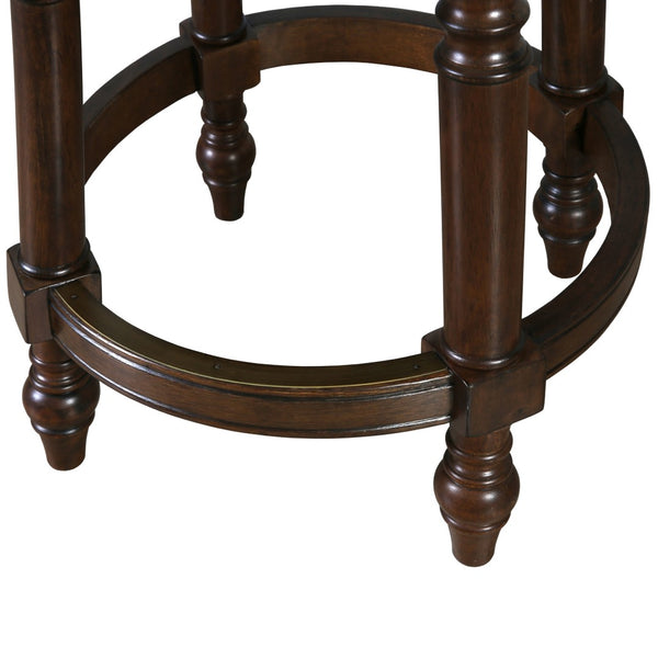 HomeRoots Dark Brown Faux Leather Swivel Bar Chair with Solid Walnut Frame for Modern Kitchen or Home Bar 633112