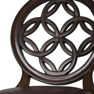 HomeRoots Dark Brown Faux Leather Swivel Bar Chair with Solid Walnut Frame for Modern Kitchen or Home Bar 633112