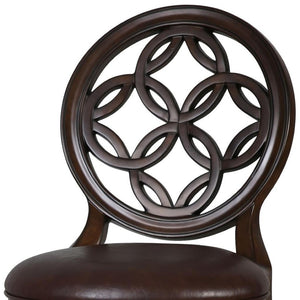 HomeRoots Dark Brown Swivel Bar Chair - Stylish Counter Height Seating with Walnut Wood Base & Comfort Design 633113