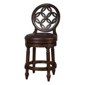 HomeRoots Dark Brown Swivel Bar Chair - Stylish Counter Height Seating with Walnut Wood Base & Comfort Design 633113