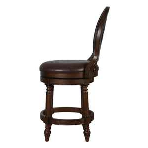 HomeRoots Dark Brown Swivel Bar Chair - Stylish Counter Height Seating with Walnut Wood Base & Comfort Design 633113