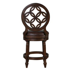 HomeRoots Dark Brown Swivel Bar Chair - Stylish Counter Height Seating with Walnut Wood Base & Comfort Design 633113