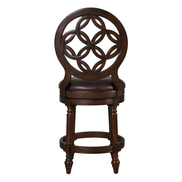 HomeRoots Dark Brown Swivel Bar Chair - Stylish Counter Height Seating with Walnut Wood Base & Comfort Design 633113