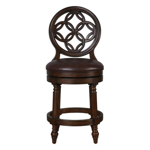 HomeRoots Dark Brown Swivel Bar Chair - Stylish Counter Height Seating with Walnut Wood Base & Comfort Design 633113