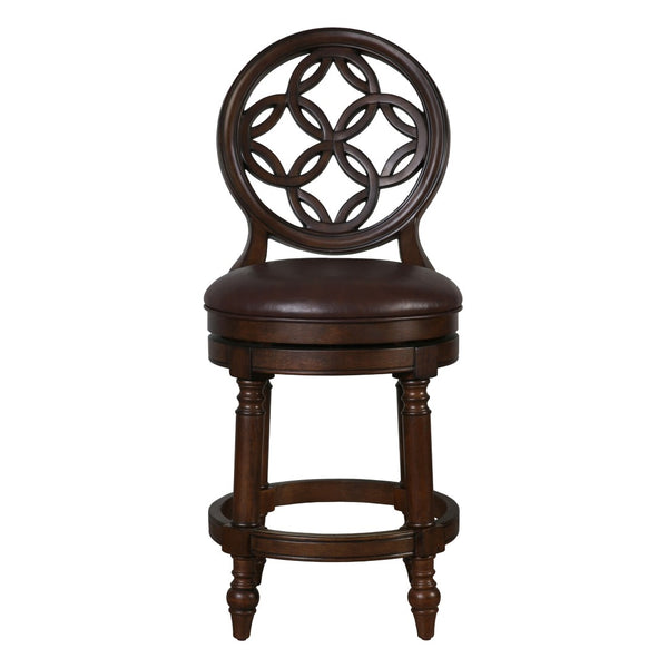 HomeRoots Dark Brown Swivel Bar Chair - Stylish Counter Height Seating with Walnut Wood Base & Comfort Design 633113