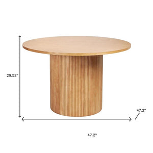 HomeRoots 47" Natural Wood Pedestal Dining Table - Timeless Round Centerpiece for Dining & Casual Spaces 633114