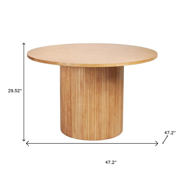 HomeRoots 47" Natural Wood Pedestal Dining Table - Timeless Round Centerpiece for Dining & Casual Spaces 633114