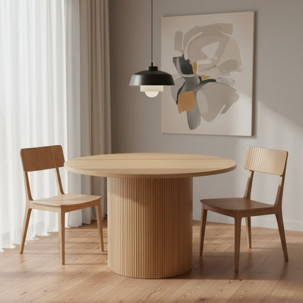 HomeRoots 47" Natural Wood Pedestal Dining Table - Timeless Round Centerpiece for Dining & Casual Spaces 633114