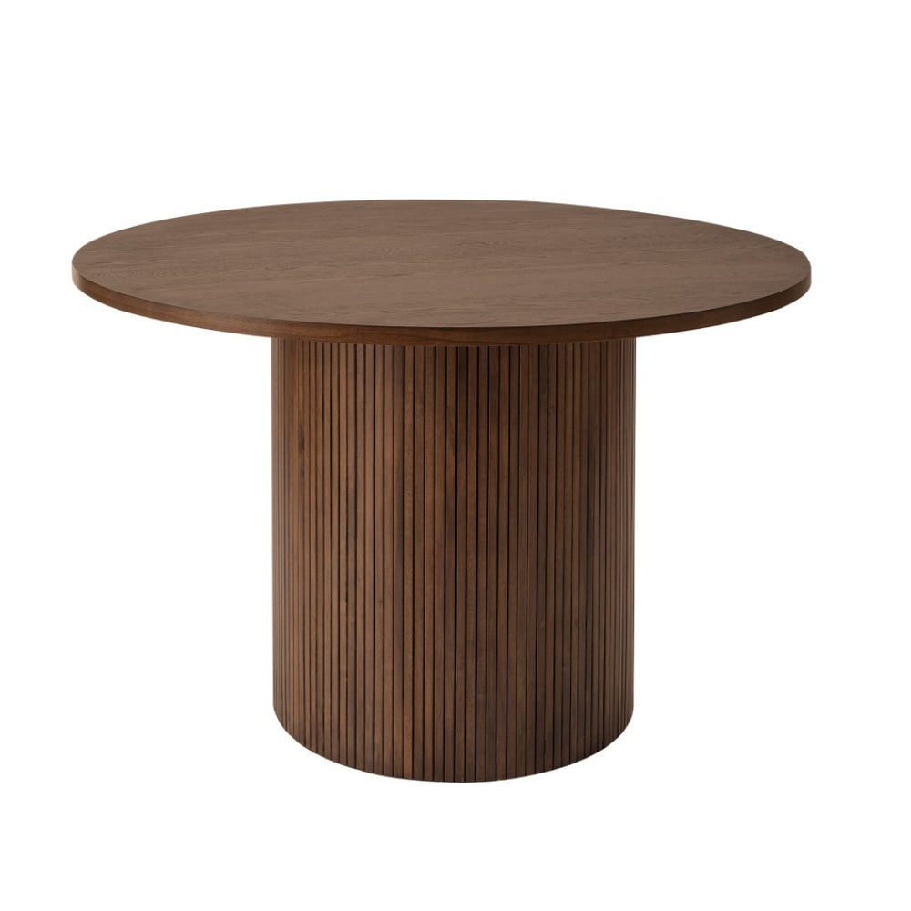 HomeRoots 47" Natural Solid Wood Round Dining Table with Double Pedestal Base - Elegant & Durable Centerpiece 633115