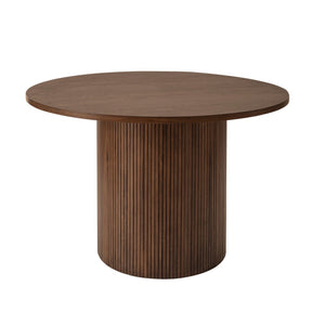 HomeRoots 47" Natural Solid Wood Round Dining Table with Double Pedestal Base - Elegant & Durable Centerpiece 633115