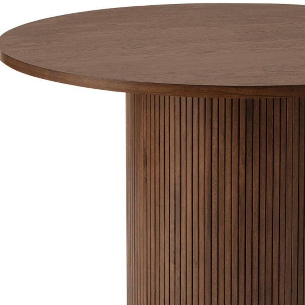 HomeRoots 47" Natural Solid Wood Round Dining Table with Double Pedestal Base - Elegant & Durable Centerpiece 633115