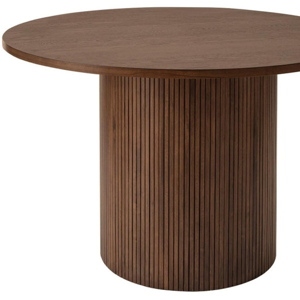 HomeRoots 47" Natural Solid Wood Round Dining Table with Double Pedestal Base - Elegant & Durable Centerpiece 633115
