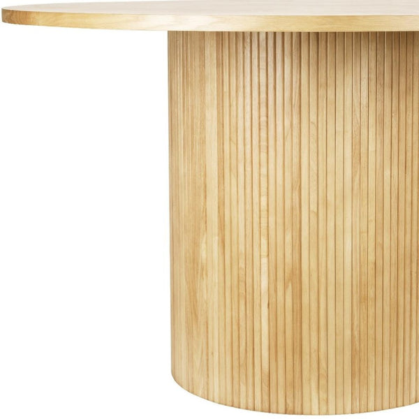 HomeRoots 47" Natural Wood Round Pedestal Dining Table - Ideal for 6, Timeless Style & Easy Conversations 633118