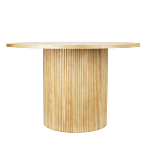 HomeRoots 47" Natural Wood Round Pedestal Dining Table - Ideal for 6, Timeless Style & Easy Conversations 633118