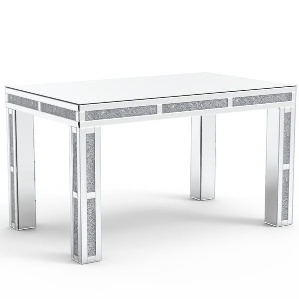 HomeRoots 31" Silver Wood Dining Table - Modern Glam Design for 6, Sturdy Construction, Versatile Use & Style 633122