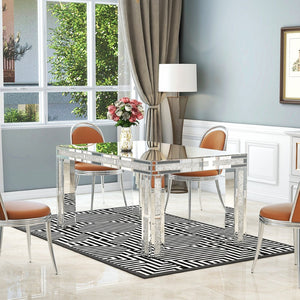 HomeRoots 31" Silver Wood Dining Table - Modern Glam Design for 6, Sturdy Construction, Versatile Use & Style 633122