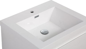 English Elm 24" Glossy White Resin Vanity Sink Seamless One-piece Basin for Modern Bathrooms W1920P263808