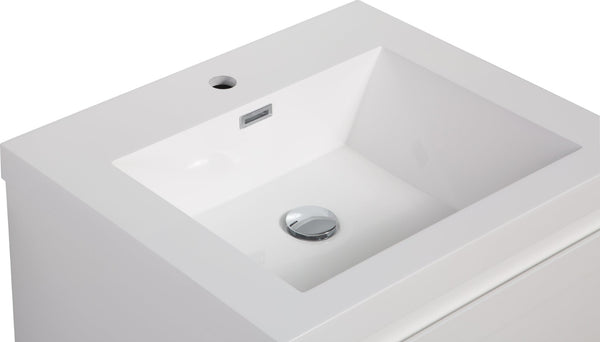 English Elm 24" Glossy White Resin Vanity Sink Seamless One-piece Basin for Modern Bathrooms W1920P263808