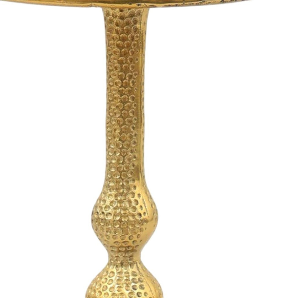 HomeRoots 24" Antiqued Gold Aluminum Pedestal End Table – Elegant, Versatile Accent for Any Space and Style 633152
