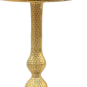 HomeRoots 24" Antiqued Gold Aluminum Pedestal End Table – Elegant, Versatile Accent for Any Space and Style 633152